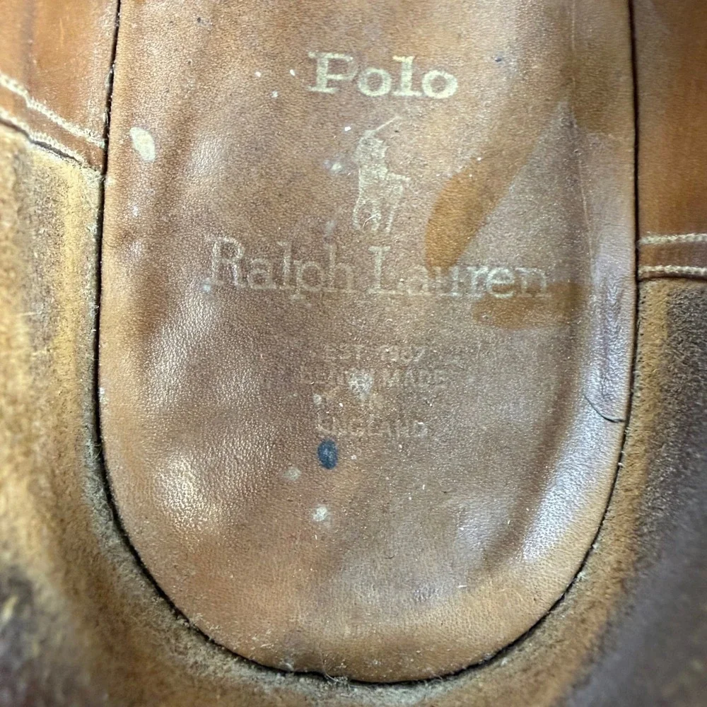 Polo Ralph Lauren Mens Loafers Kiltie Wingtip Vintage England Tan Cream 10.5